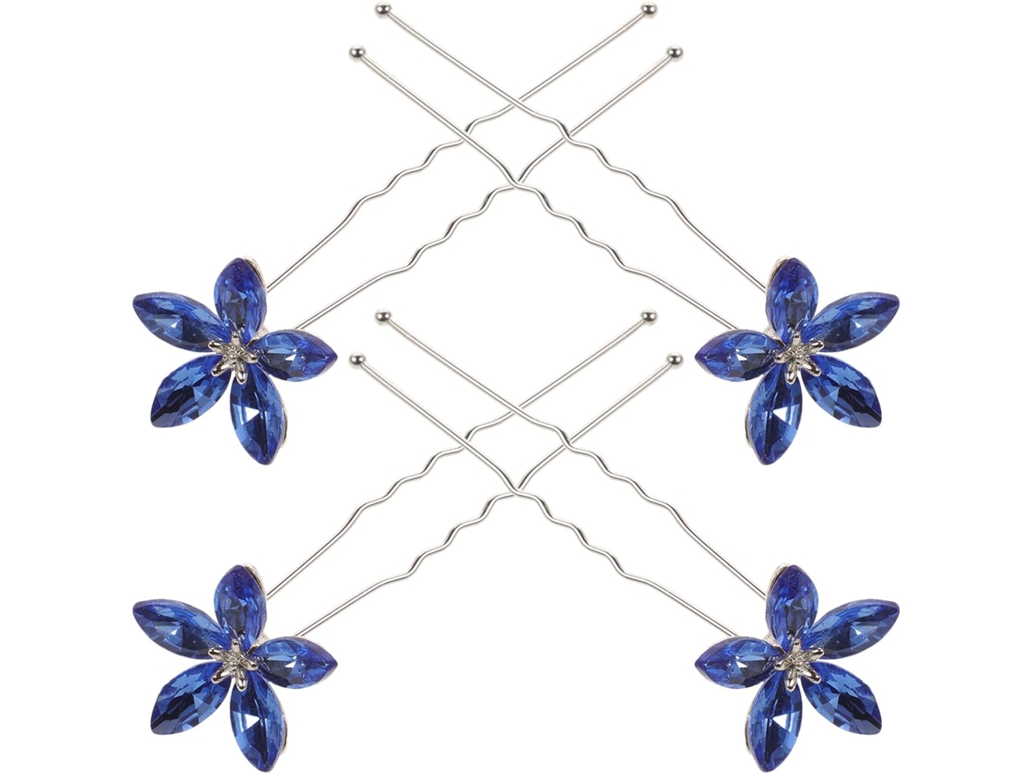 Conjunto De 4 Presilhas De Cabelo De Cristal Para Casamento, Presilhas De Liga Metálica Para Noivas, Formato