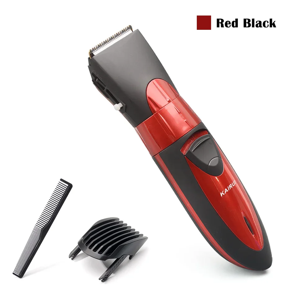 (vermelho E Preto) Máquina De Cortar Cabelo Elétrica Profissional À Prova D'água, Comprimento Ajustável, Recarregável