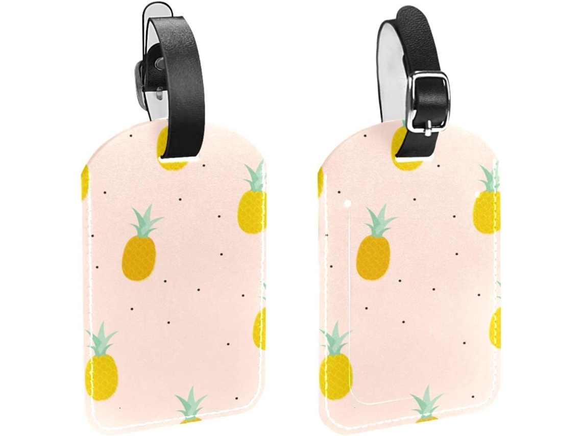 Conjunto De 2 Etiquetas Bagagem Em Imitação Couro Proteção Privacidade Frutas Tropicais Havaianas 6