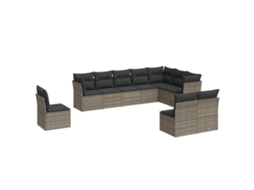 Conjunto de 10 Sofás de Jardim com Almofadões Vime Pe Cinzento MAISON EXCLUSIVE
