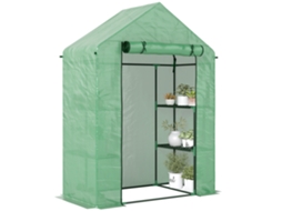 Estufa 141x72x191cm aço e PE 4 prateleiras cordas e estacas DECORALAR TECH