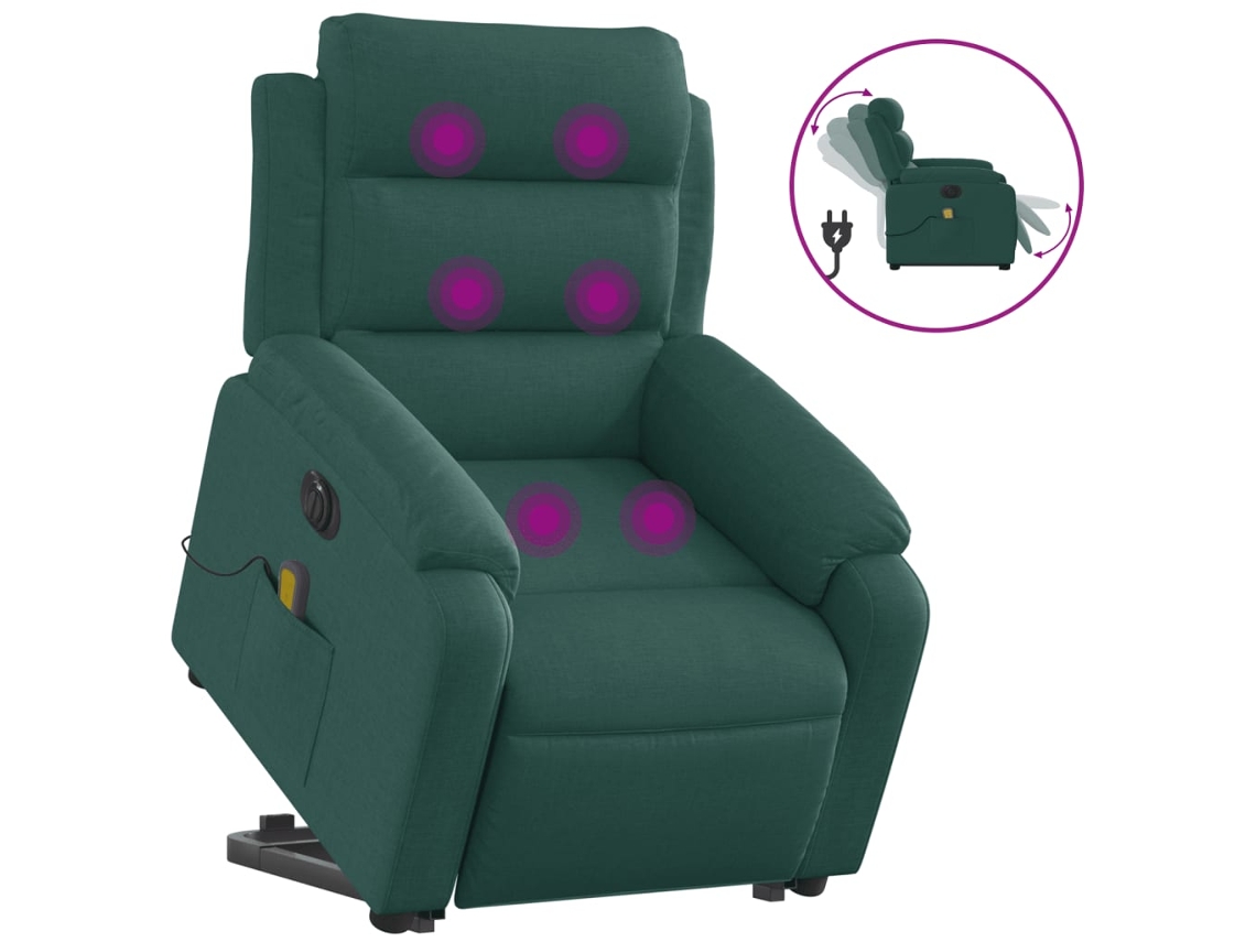 Electric Stand Up Massage Recliner Chair, Electric Stand Up Massage Recliner Chairs Vidaxl Verde Tecido