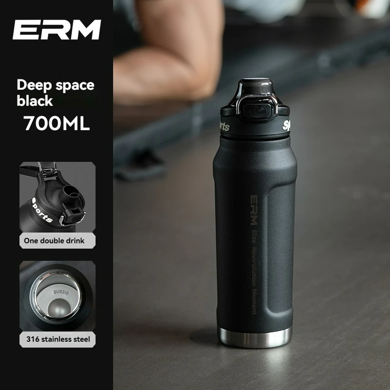 (preto, 700ml) Garrafa De Água Quente E Fria, Parede Dupla De Aço Inoxidável, Então Transportar Alça, Esportes Ao Ar Livre