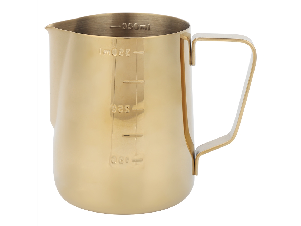 Xícara de Aço Inoxidável para Espumar Leite, Escala, 350ml, Dourado | S/MARCA