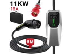 Ev Carregador HEXINEX 11kw, Tipo 2, 8m, Trifásico, 6 16 A, Potência de Carregamento Ajustável, Ip65, Resistente À Água,com Saco de Embalagem