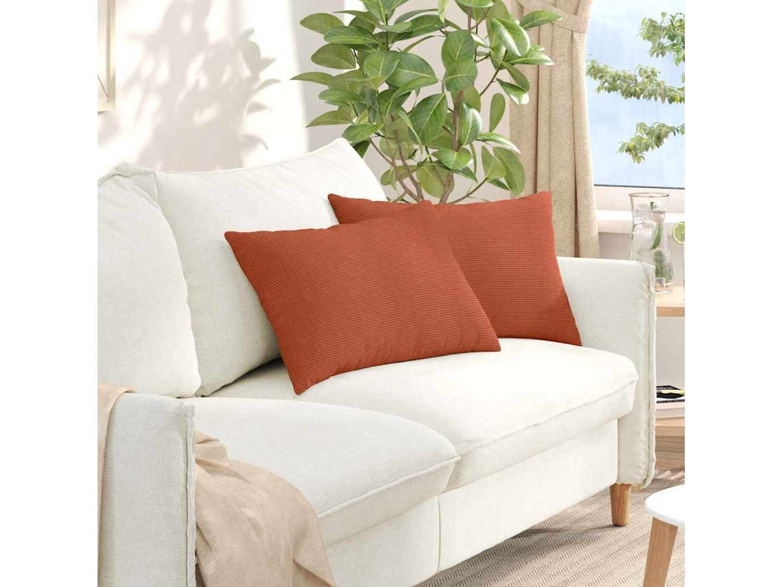 Vidaxl Travesseiros De Sofá 2 Pcs Laranja Vermelho 60 X 40 Cm