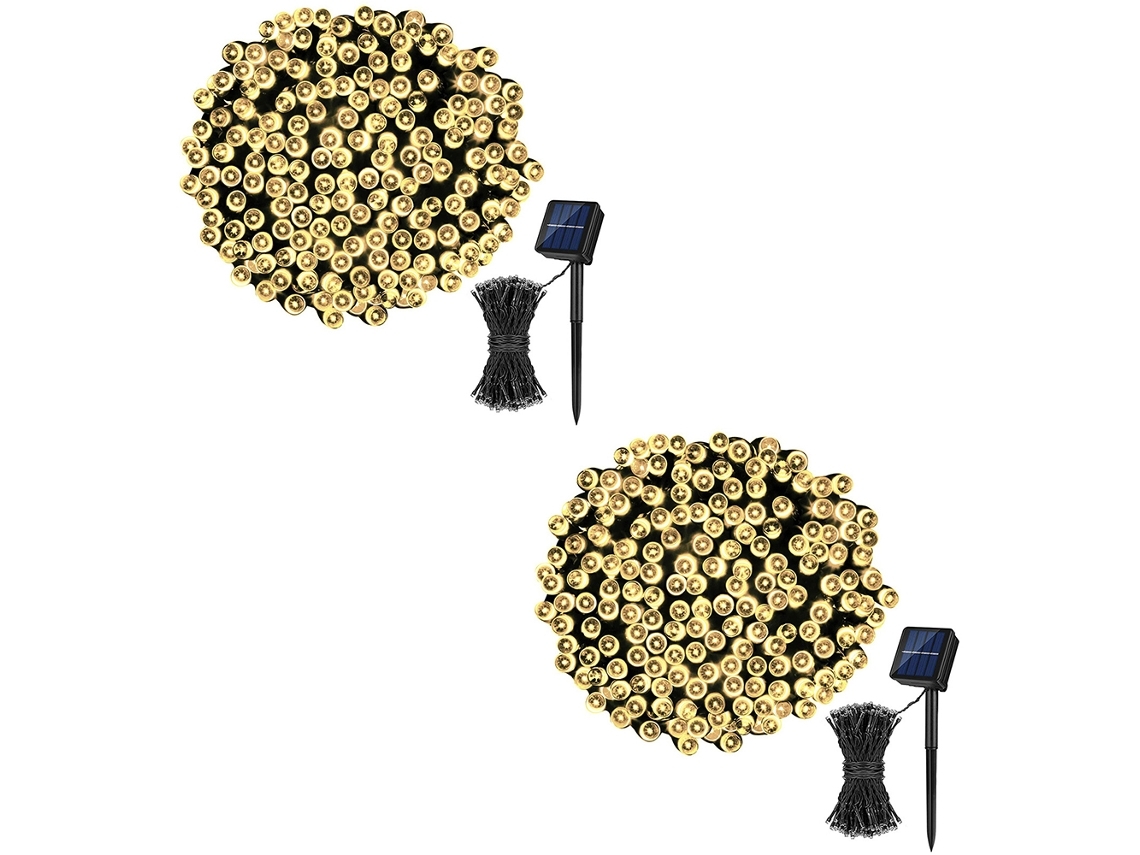 2 Conjuntos de Luzes Solares, 22 Metros de Comprimento, 200 Leds, 8 Modos, Natal, Baixo Consumo, Moderno, Ergonômico, Uso Diário STELASPLEN