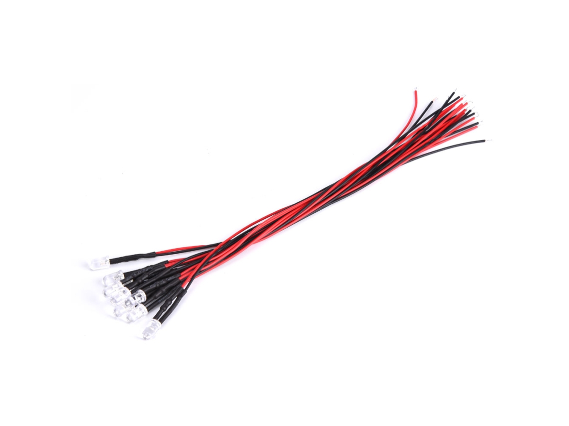Diodos Emissores de Luz 12V 5mm Azul Gelo com Cabo 20cm