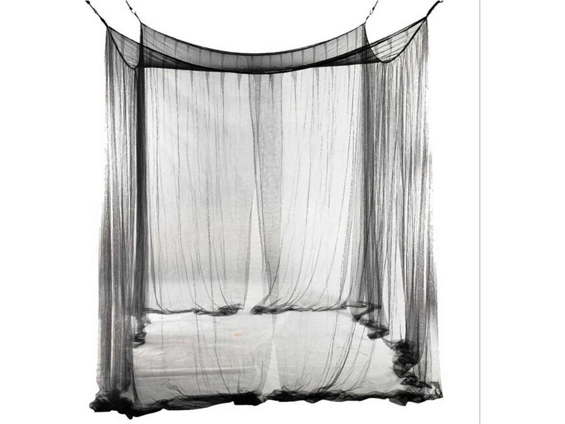 Cortinas Pretas Para Cama Com Dossel, Cortinas De Tela Para Cama Com 4 Portas, Conjunto Completo Para Quarto, Preto