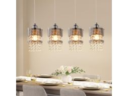 Nettlife Candeeiro Suspenso, Lâmpada Pingente Mesa De Jantar Moderna Luz Pingente De Vidro 4 Chamas Pendurado 150 Cm Altura Ajustável