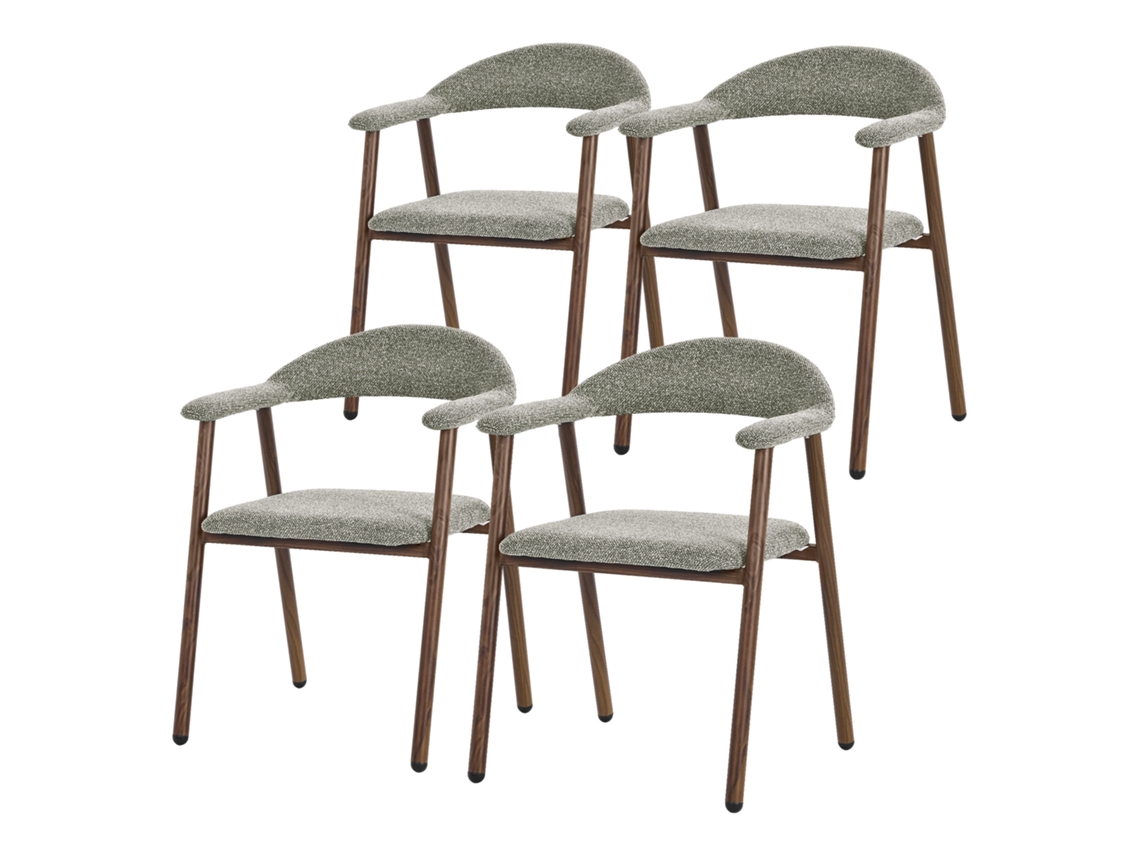Conjunto de 4 Cadeiras de Jantar ML DESIGN com Braços e Encosto Estofados Tecido Verde | ML-DESIGN