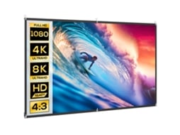 Tela de Projeção Manual 100 Polegadas Formato 16:9 Hd 4k/8k para Interior e Exterior Branco PROFESIA BOYANG