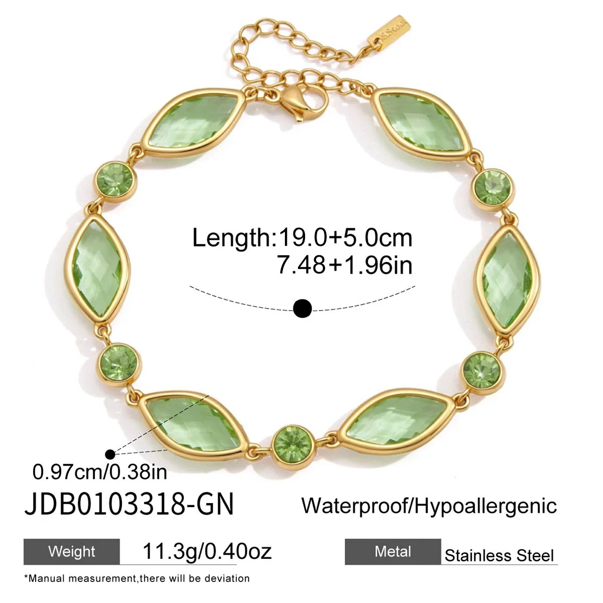 Pulseira Geométrica De Vidro Zircônia, Joia Banhada A Ouro Simples E Elegante.