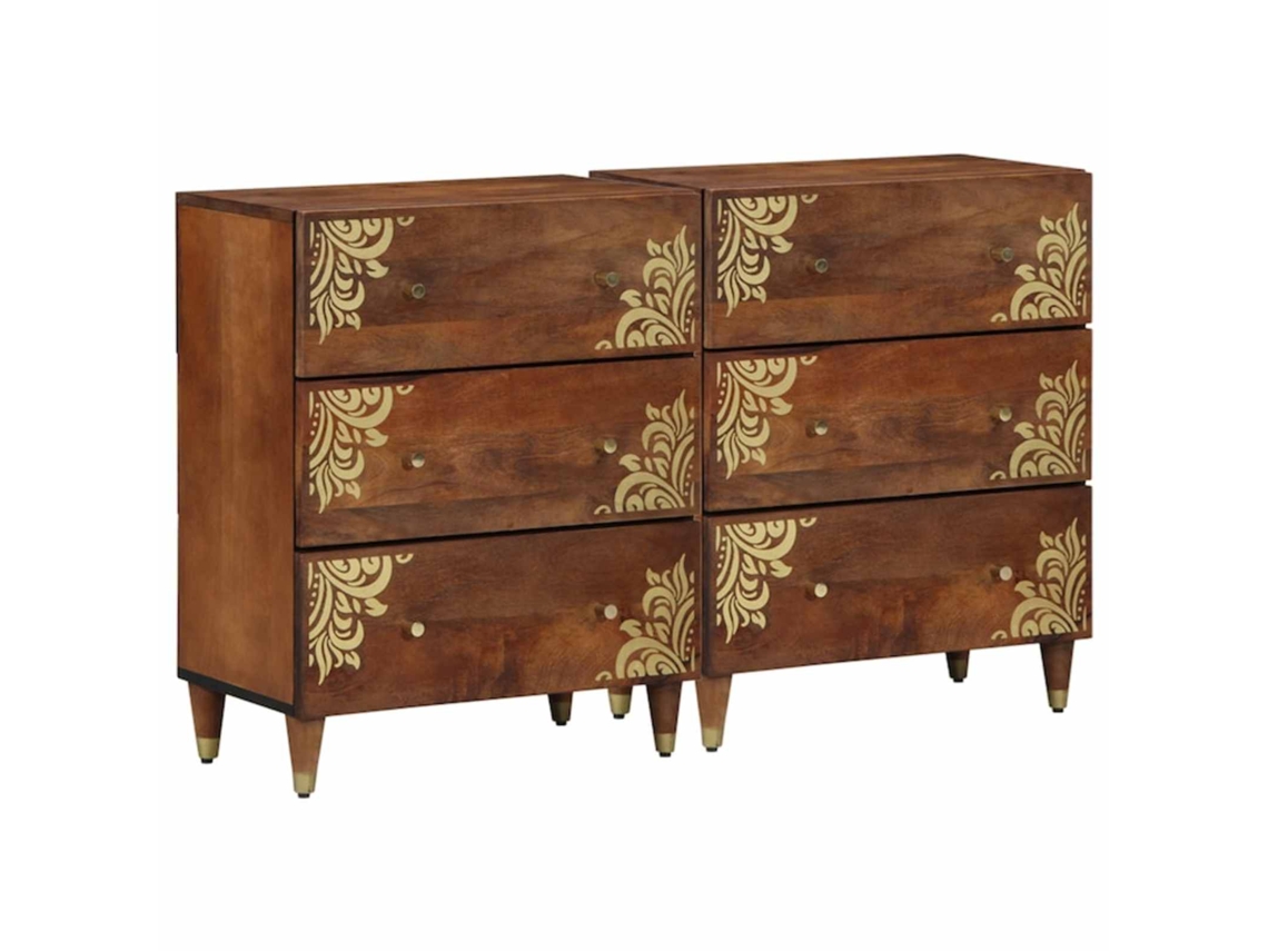 Vidaxl Buffet 2 Unid. 60 X 33 X 75 Cm Madeira De Manga Maciça