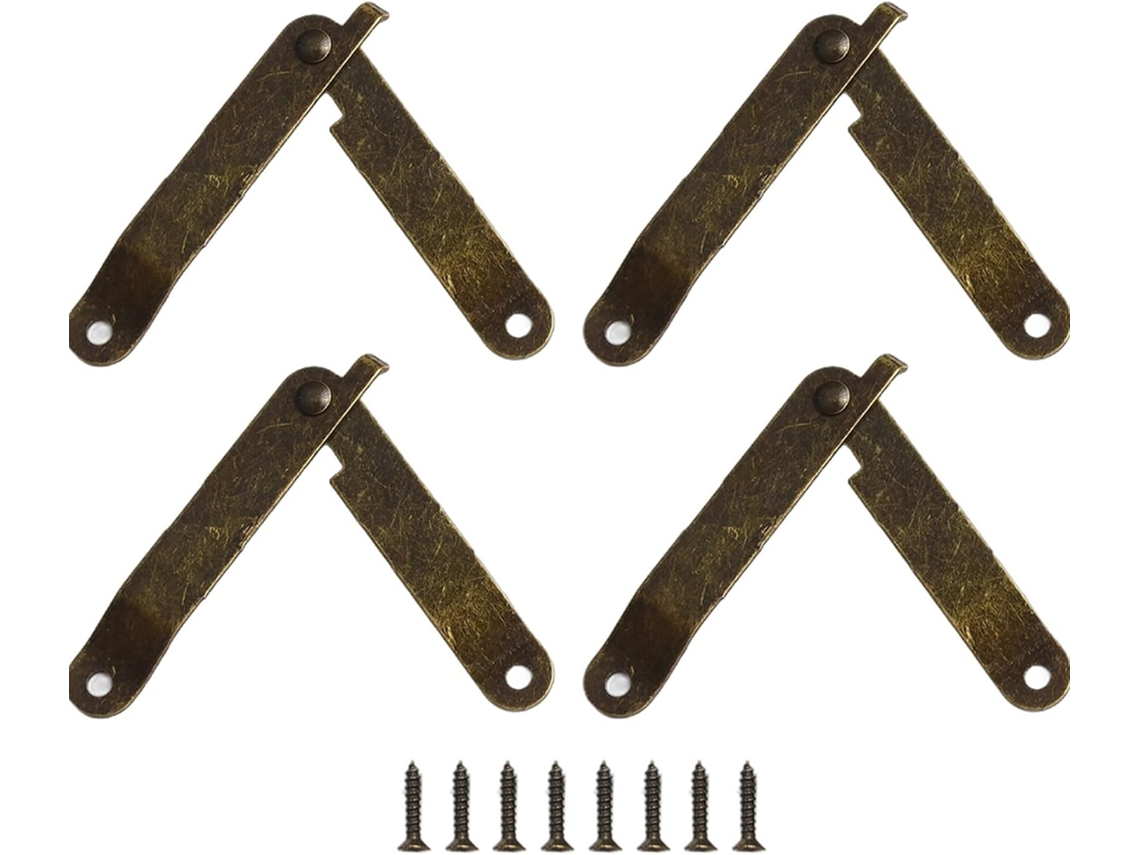 Conjunto De 4 Dobradiças Antigas Para Caixas, Suportes De Canto Para Baús Madeira, Suportes Decorativos Para Tampas