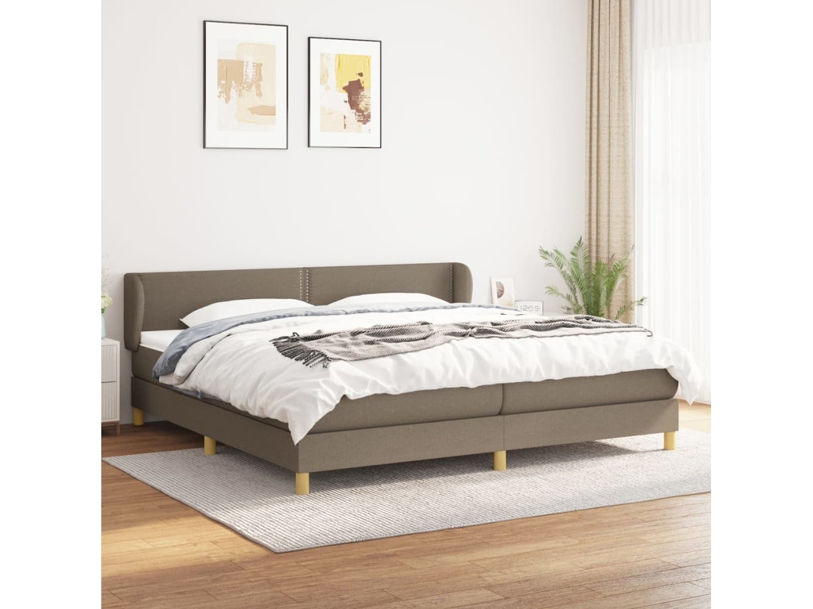 Vidaxl Cama Com Molas/colchão 200x200 Cm Tecido Castanho-acinzentado