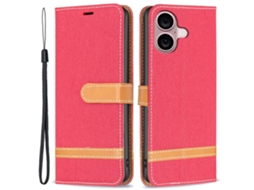 Capa Em Couro Pu, Para Apple Iphone 16 Plus, Vermelho