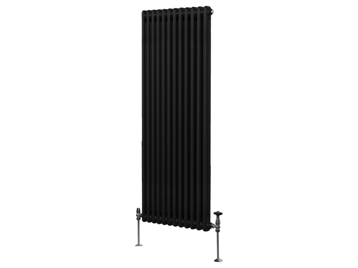 Radiador Vertical Tradicional De 2 Colunas Em Preto, Aço Carbono 1.5mm, Potência 6360 Btu, Dimensões 1800x562 Mm,