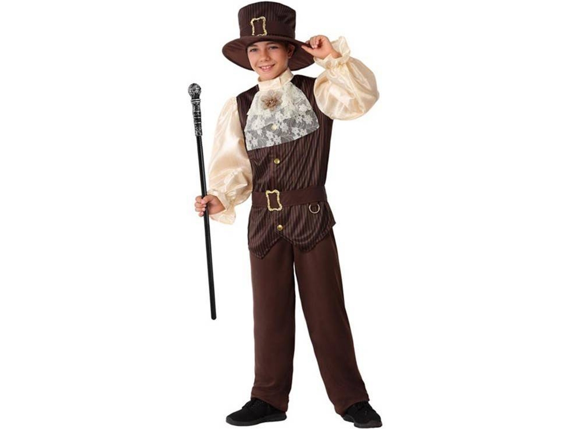 Fantasia - Steampunk Marrom - Menino 3 Anos - Festas Medievais - Tecido Sintético