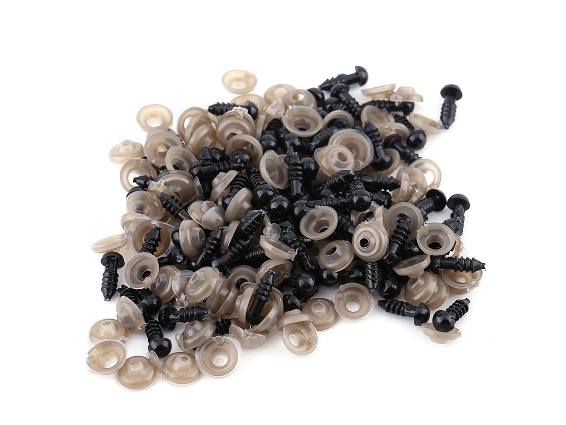 Olhos Boneca Plástico Preto 9mm Seguros