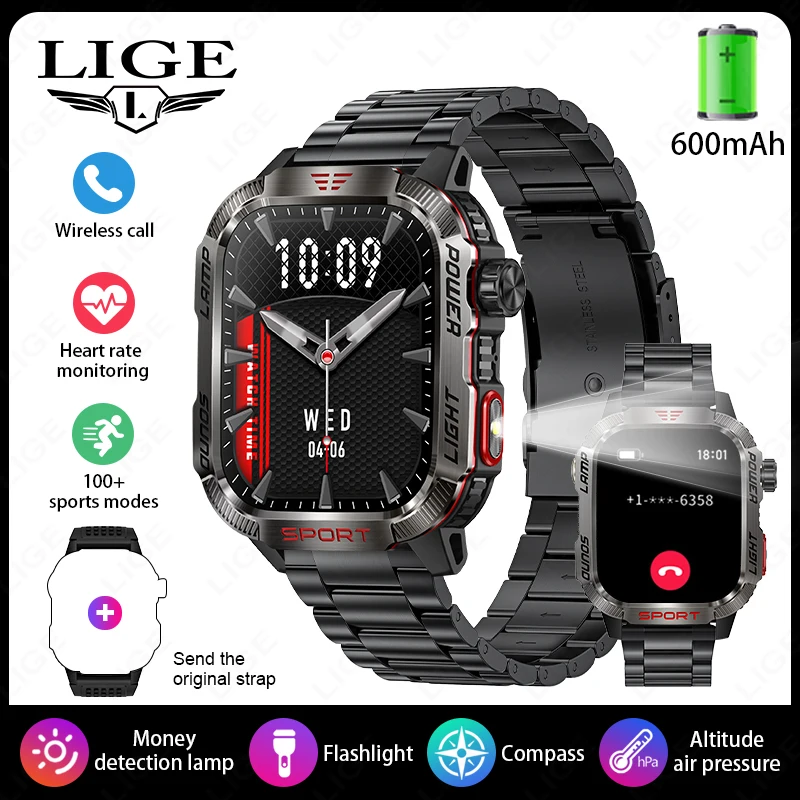 RELÓGIO INTELIGENTE MDUG com Gps, Lanterna, Bússola, IP68, Chamadas Bluetooth