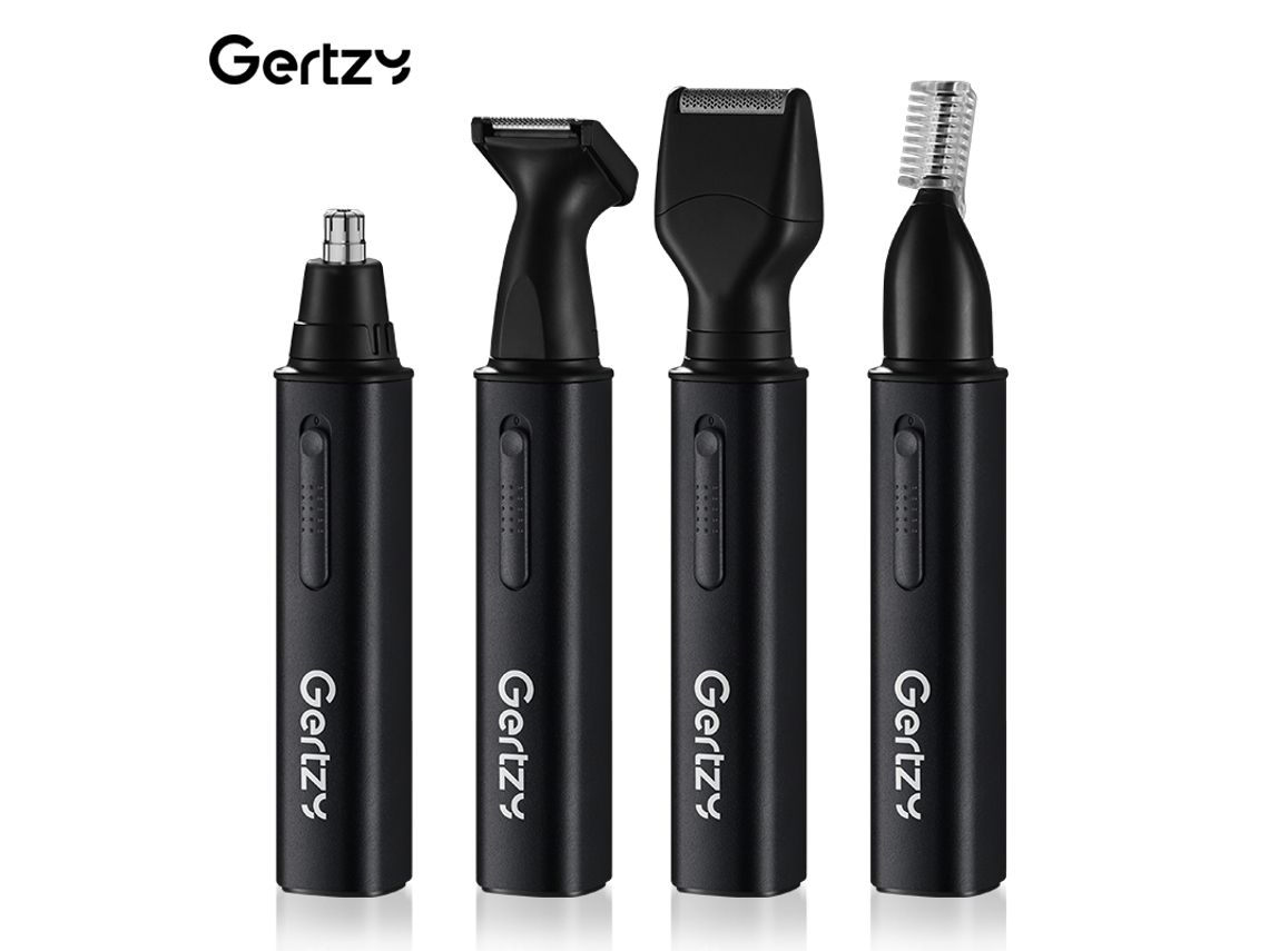 Conjunto de Aparador de Pelos do Nariz e Orelha Recarregável Via Usb com 4 Lâminas Substituíveis MDUG (preto)