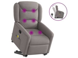 Vidaxl Poltrona Elevatória De Massagens Tecido Cinzento-acastanhado