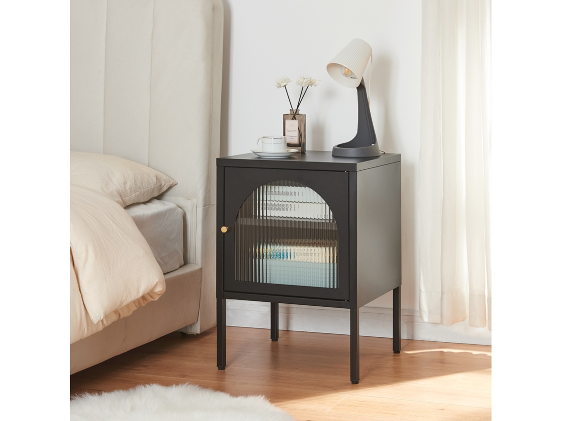 Mesa de Cabeceira Karlskrona [EN.CASA] Aço Preto (60x42.5x40cm)