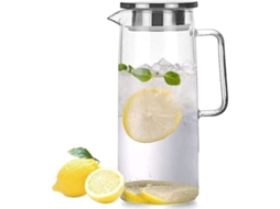 Jarra de Vidro Borossilicato para Água, Suco E, com Tampa e Escova para /fria e Chá Gelado AQUAFORGE