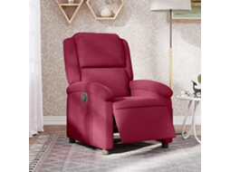 Vidaxl Poltrona Elétrica Reclinável Veludo Vermelho Tinto