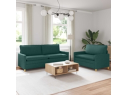 Vidaxl Conjunto De Sofás 2 Unid. Verde-escuro Tecido