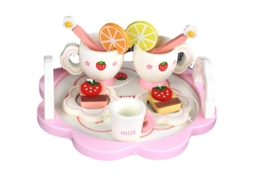 Conjunto de Chá para Meninas, Utensílios de Chá em Madeira, Brinquedo para Jogo de Encenação Infantil CZHHMART