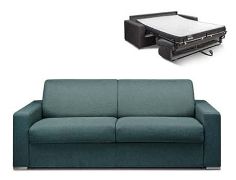 Sofá Cama DUNLOPILLO (214 x 94 x 85 Tamanho Cama: 160 - 179 cm - Veludo - Azul)