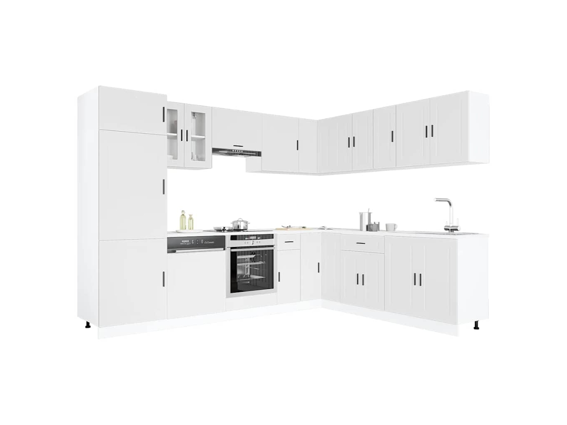 Vidaxl 14 Peças Armário De Cozinha Conjunto Porto Branca
