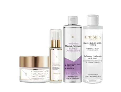 Kit Limpeza Hidratação Demaquilante, Tônico, Sérum E Creme Com Ácido Hialurônico Erth Skin London
