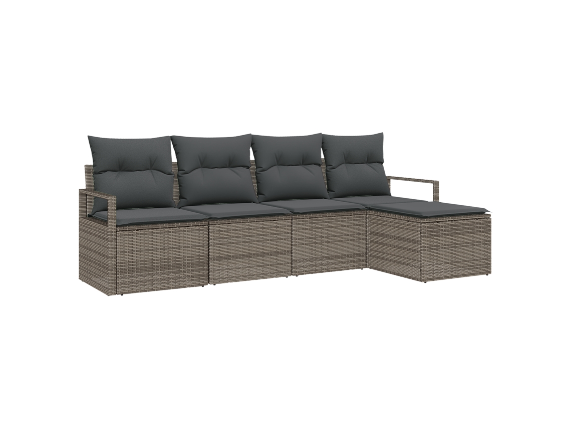 Conjunto 5 Conjunto De Jardim Ao Ar Livre Vidaxl Cinzento Vime Pe (230 X 117 X 85 Cm)