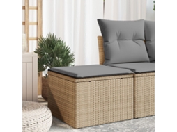 Vidaxl Banco De Jardim Com Almofada 55x55x37 Cm Vime Pe Bege