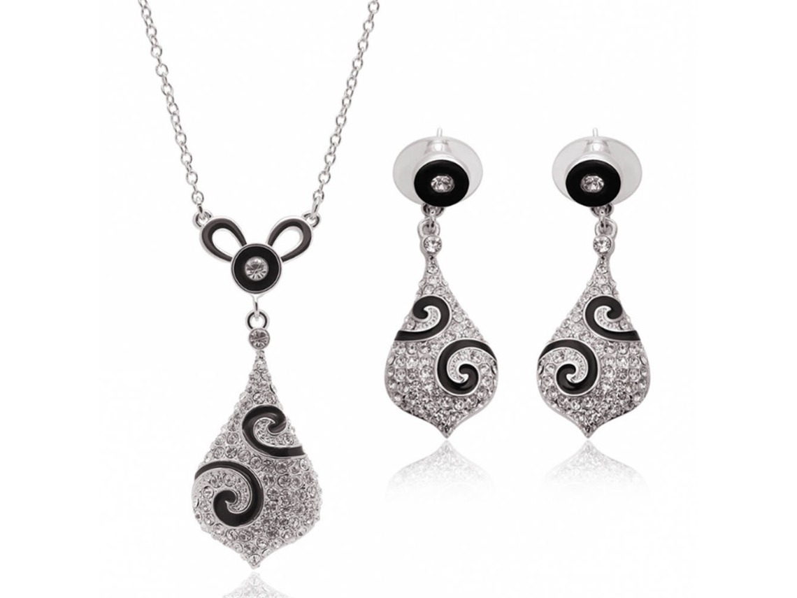 Conjunto De Joias Pendentes E Colar Com Strass