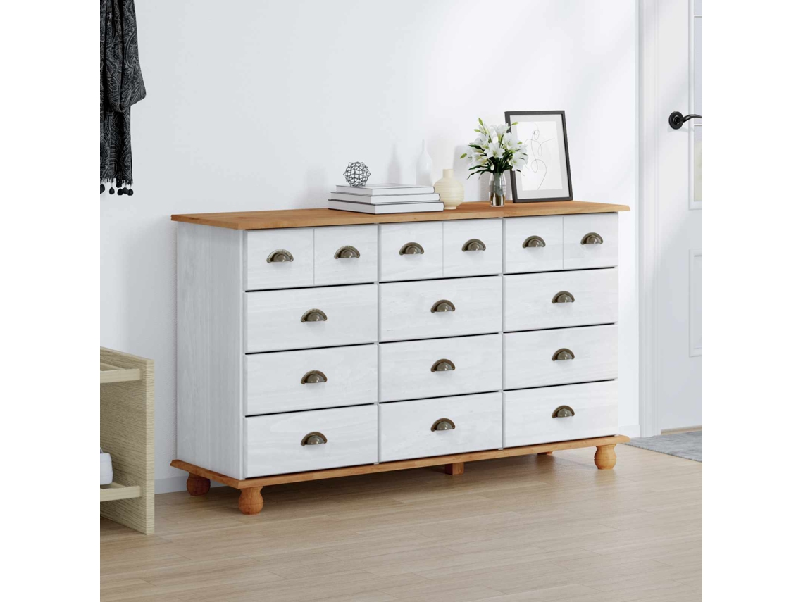Vidaxl Cômoda Com Gaveta Askim Branco 79 X 40 X 133,5 Cm