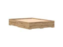 Conjunto 1 Cama Rustica Vidaxl Castanho Derivados De Madeira (140 X 190 Cm)