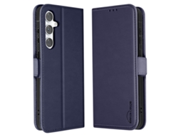 Capa Capinha Abas Duplo Para Samsung Galaxy S24 Ushion Pele Magnética Azul