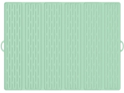 Tapete de silicone grande com dupla drenagem, resistente ao calor, para bancada de cozinha, com canal de água certificado.