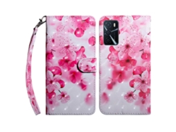 Compre Capa Tipo Carteira Interna De Couro Pu Com Estampa 3d E Alça Para Oppo A16 / A16s / A54s / A54 4g / A55 5g Flor De Pêssego