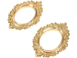 Conjunto 2 Porta Retratos Decorativos Resina Dourada Estilo Nórdico Retrô Compactos Acessórios Exibição Joias GOKOCO
