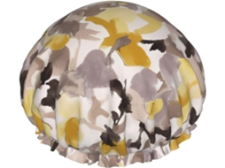 Touca De Banho Com Estampa Floral Amarela E Cinza – Reutilizável, Dupla Camada, Essencial Para Viagens, Hotel, Salão De
