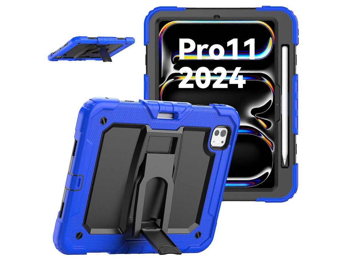 Capa para iPad Pro 11 com alça de ombro, Hengrongshen Silicone Azul Escuro (2024)