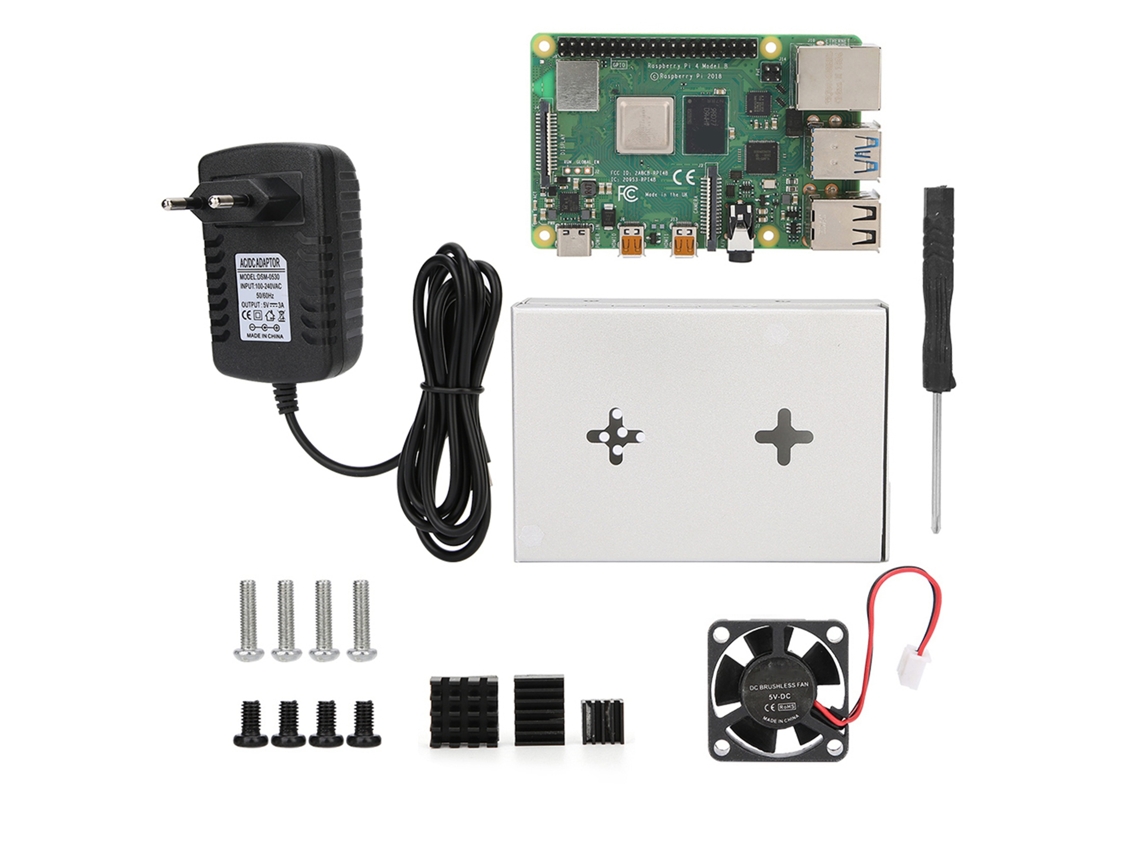 Kit Raspberry Pi 4b Com Case De Metal E Cooler Fan