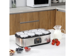 Yogurteira Elétrica 25w Com 8 Potinhos Incluídos, Temporizador 1-48 Horas E Temperatura Regulável 20-50°c, 36x18.8x14cm, Prata