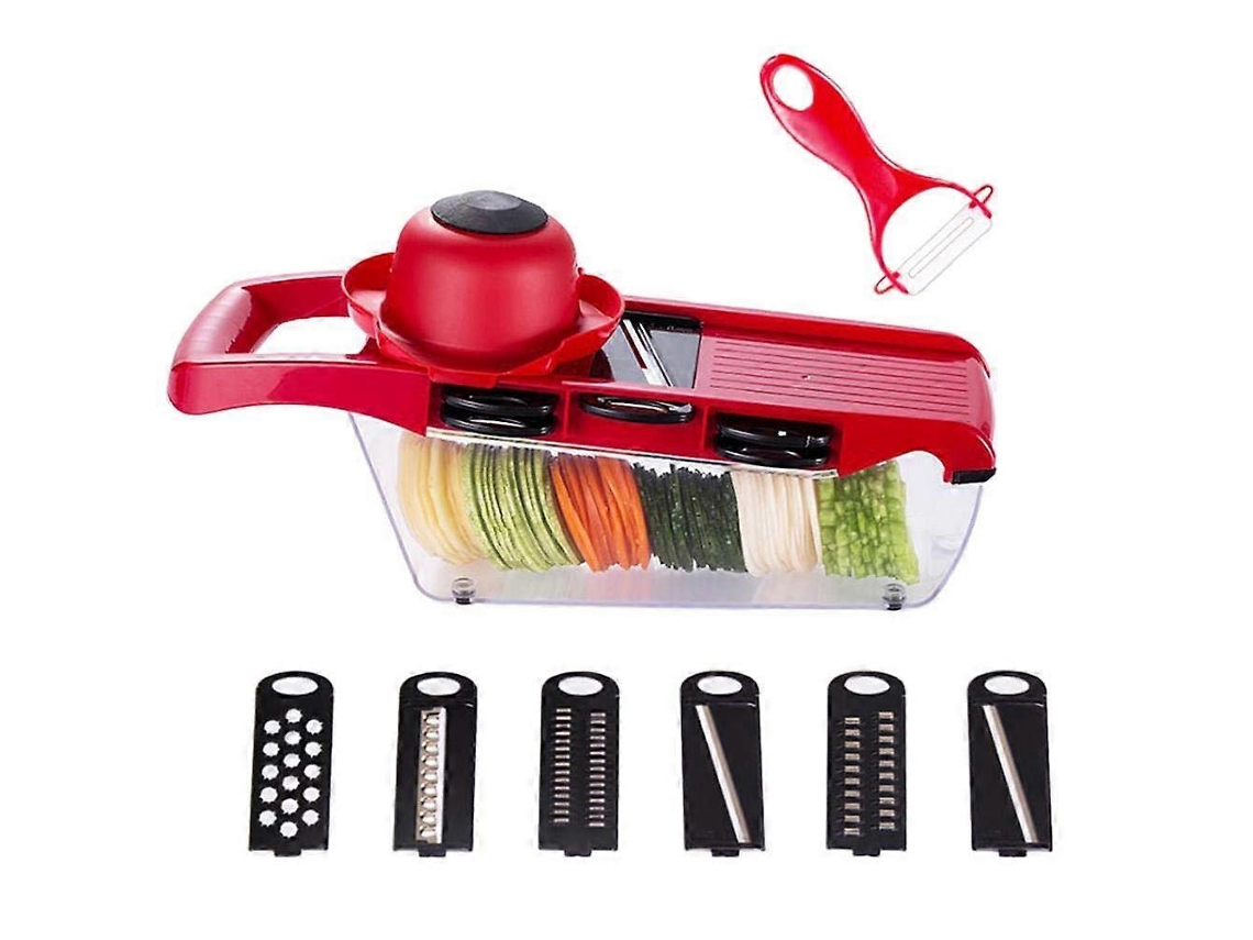 Cortador de Verduras 6 En 1, Espiralizador de Cocina Con Lâminas de Aço Inoxidável e Recipiente Antideslizante
