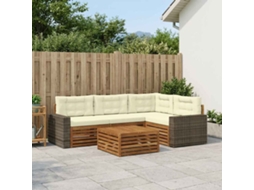 Vidaxl Conjunto De Sofás Para Exterior 5 Pcs Natural E Creme